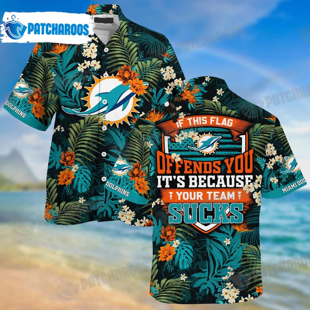 Miami Dolphins Shop - NFL Miami Football If This Flag Offends You Hawaiian Shirt Dolphins Gift