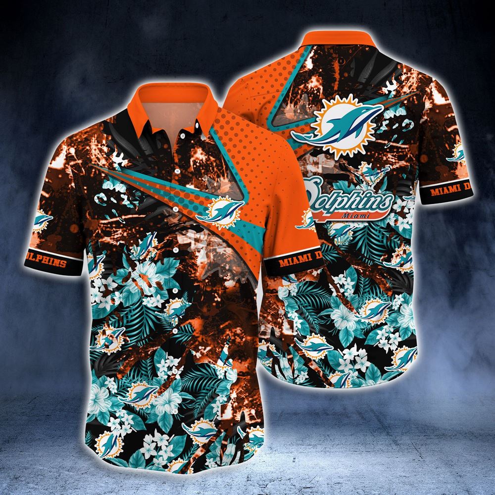 Miami Dolphins Shop - Nfl Miami Dolphins Hawaiian Shirt Cool Floral Tshirt Style Hot Trending Summer Short Sleeve Hawaiian Beach Shirt