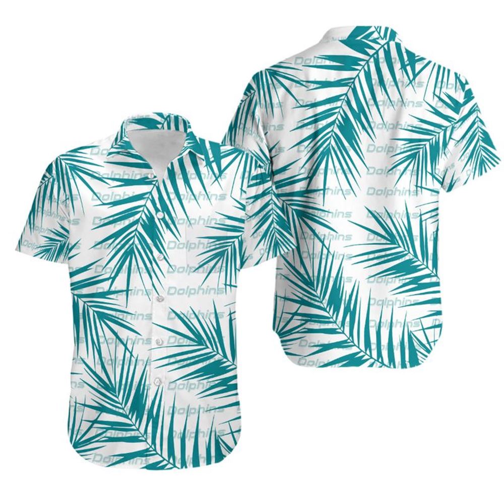Miami Dolphins Shop - Nfl Miami Dolphins Hawaiian Shirt Tropical Leaves Limited Edition Summer Summer Short Sleeve Hawaiian Beach Shirt