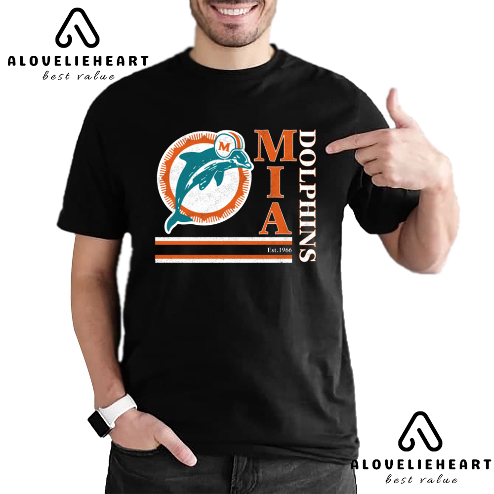 Unique Helmet Wordmark Logo Team Miami Dolphins Tee Shirt