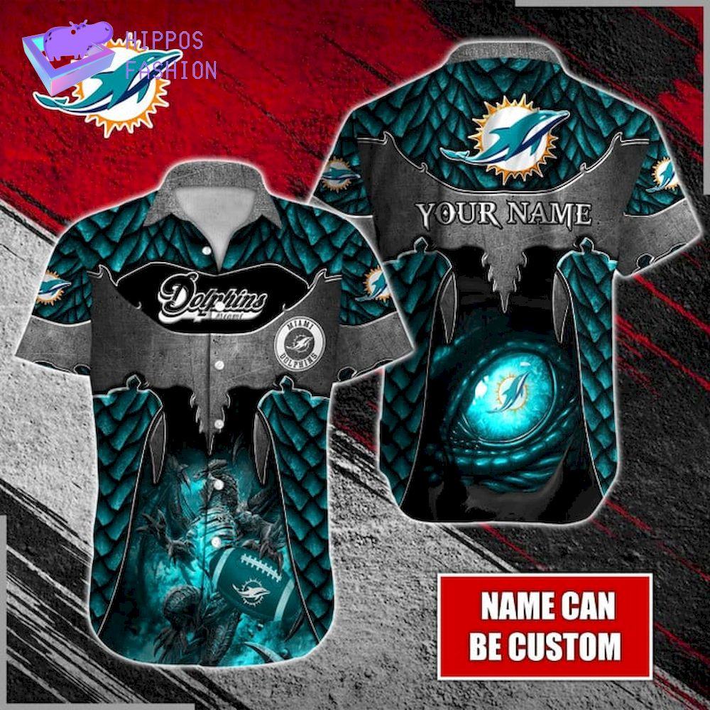 Miami Dolphins Shop - Dragon Miami Dolphins Custom Name Hawaiian Shirt 1