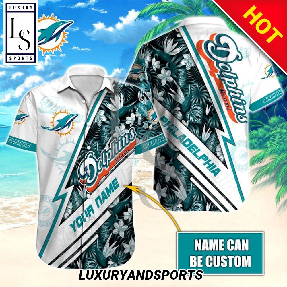 Miami Dolphins Shop - Miami Dolphins Aloha Custom Name Hawaiian Shirt 1