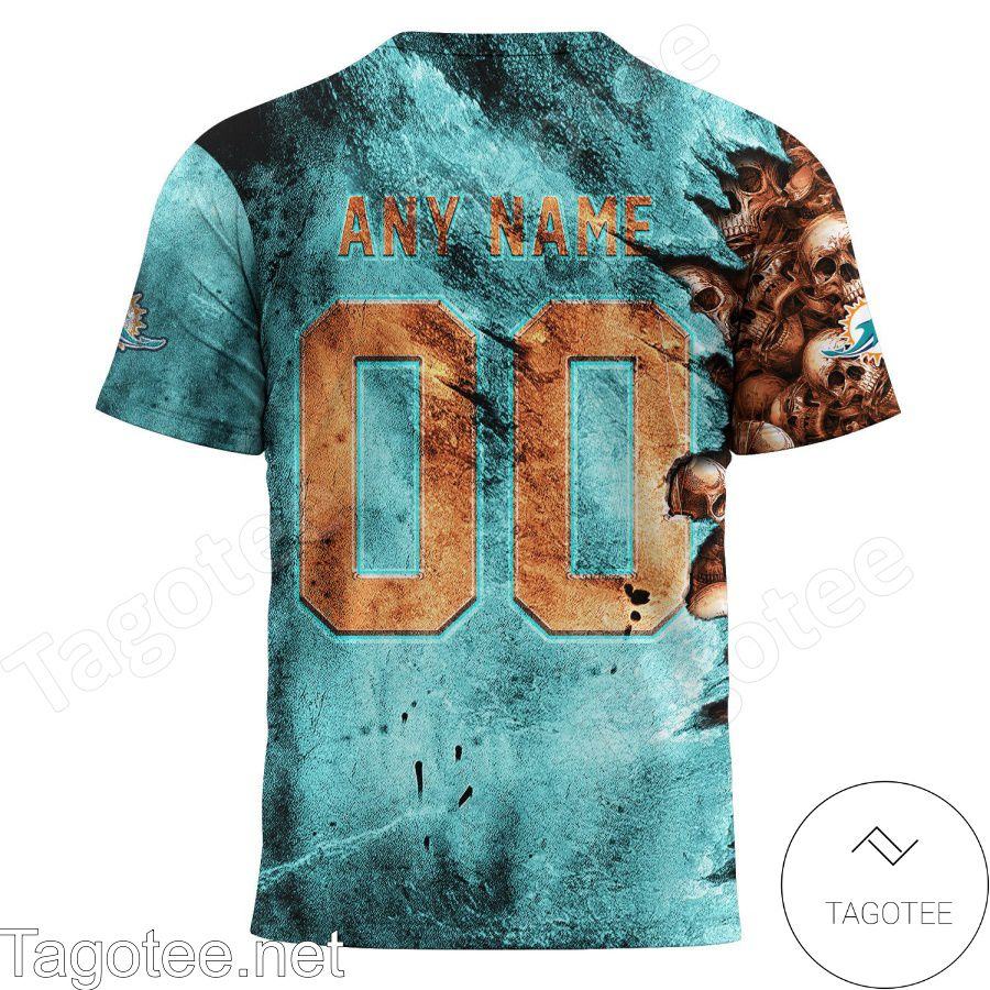 Miami Dolphins Shop - Miami Dolphins Cemetery Skull NFL Halloween T shirt