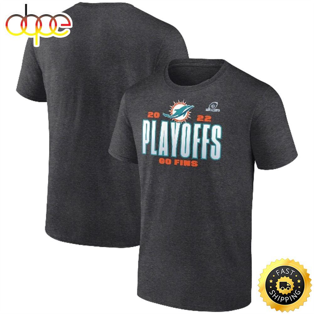 Miami Dolphins Shop - Miami Dolphins Fanatics Branded 2022 NFL Playoffs Our Time Charcoal T shirt