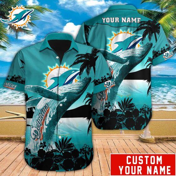 Miami Dolphins Shop - Miami Dolphins Hawaiian Shirt Custom Name V2