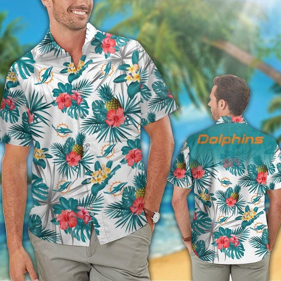 Miami Dolphins Shop - Miami Dolphins Hawaiian Shirt Tropical Aloha