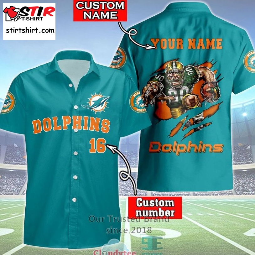 Miami Dolphins Shop - Miami Dolphins Mascot Personalized Hawaiian Shirt Miami Dolphins