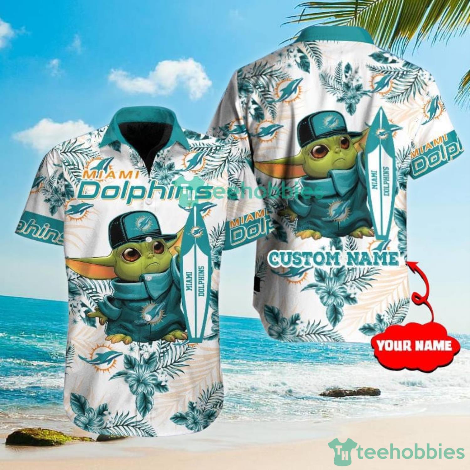 Miami Dolphins Shop - Miami Dolphins NFL Team Baby Yoda Lover Hawaiian Shirt