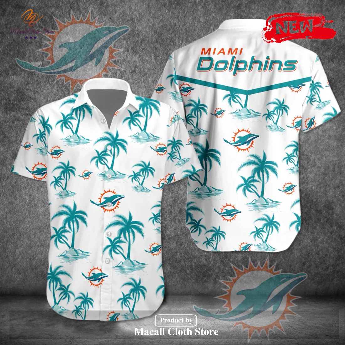 Miami Dolphins Shop - Miami Dolphins NFL Team Tropical Coconut Hot Summer Button Hawaiian Shirt