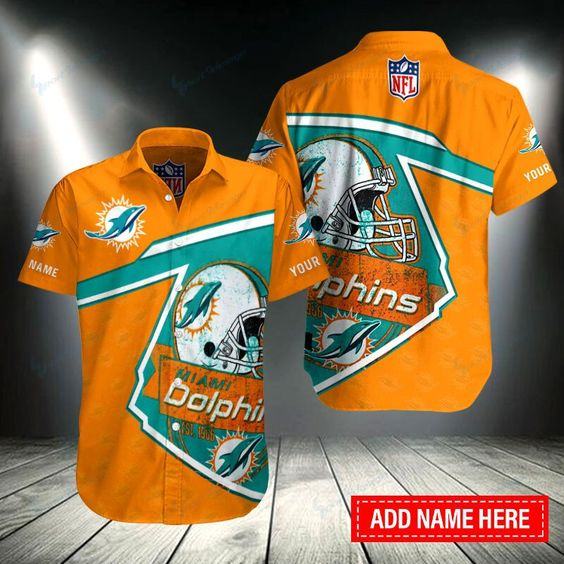 Miami Dolphins Shop - Miami Dolphins Personalized Button Shirt