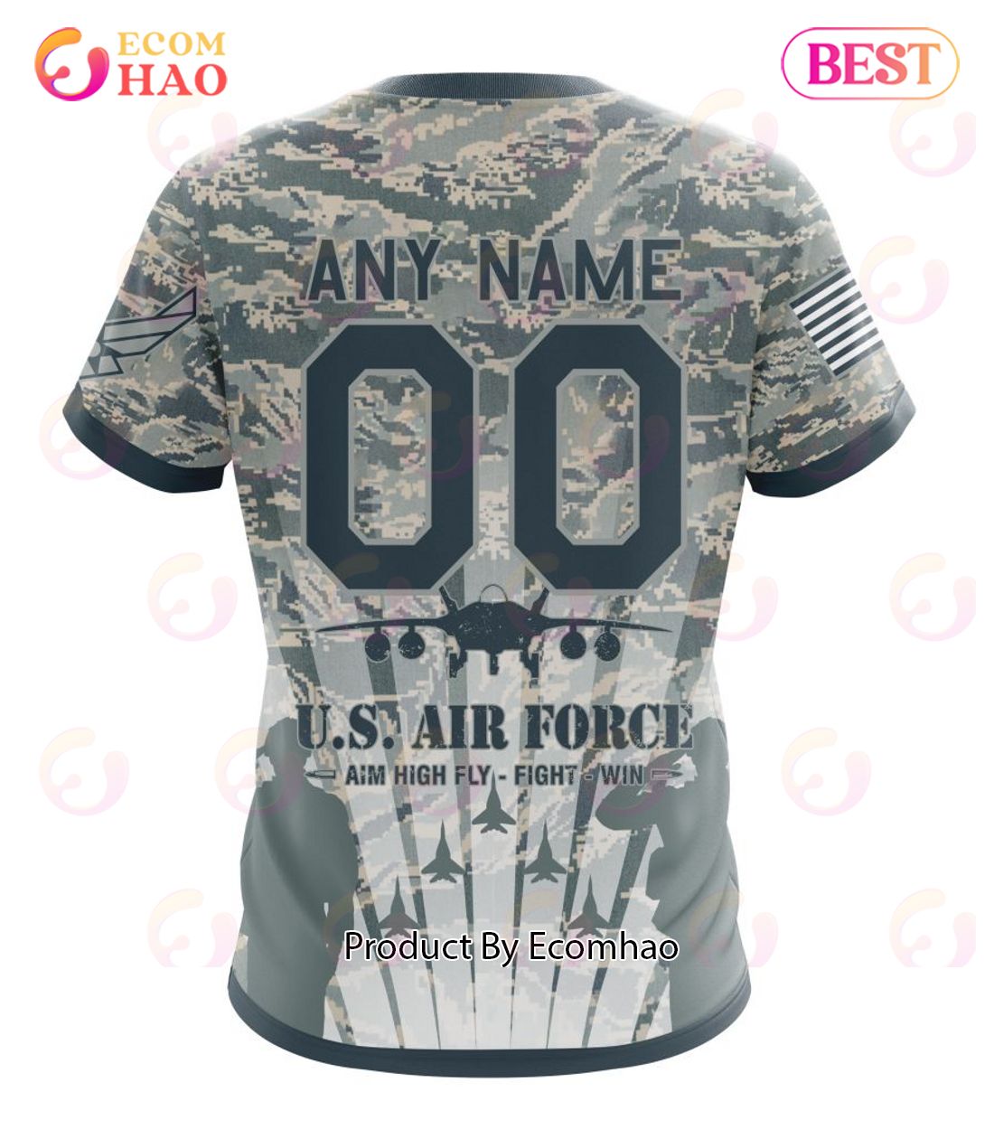 NFL Miami Dolphins Honor US Air Force Veterans 3D T-shirt