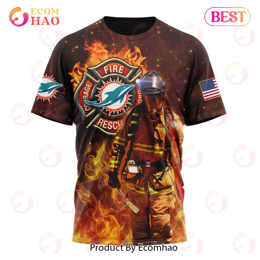 Miami Dolphins Shop - NFL Miami Dolphins Personalized Honor Firefighters T shirt