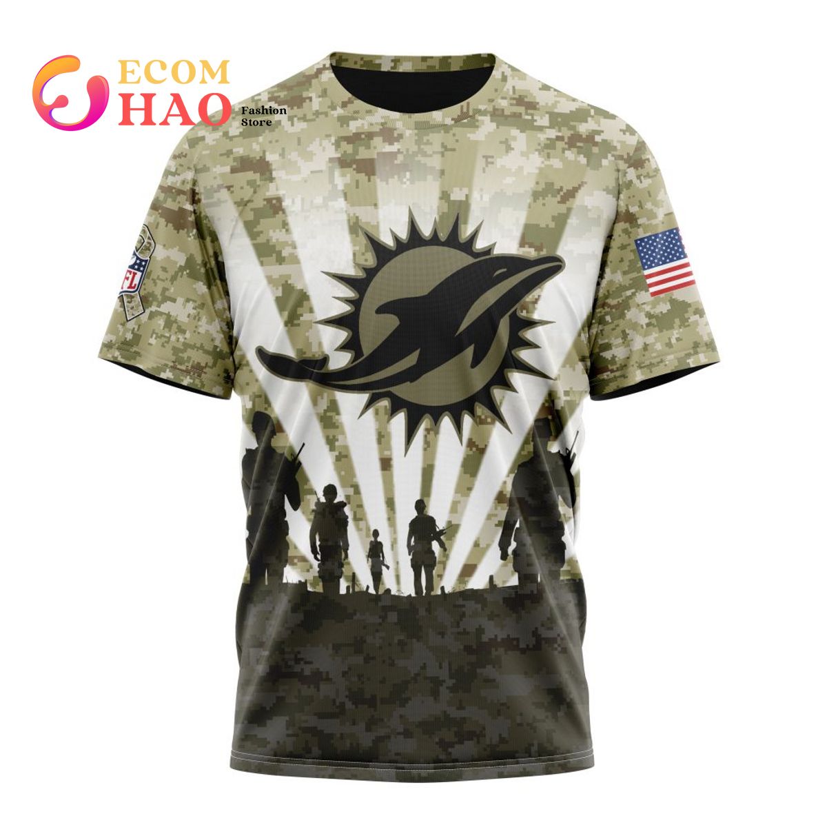Miami Dolphins Shop - NFL Miami Dolphins Salute To Service Honor Veterans And Their Families T Shirt