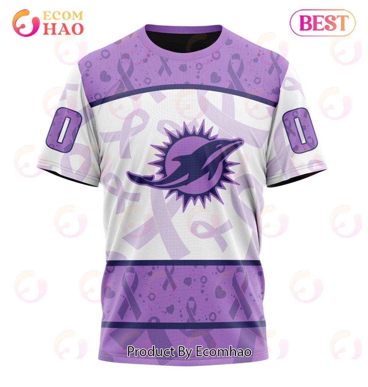 Miami Dolphins Shop - NFL Miami Dolphins Special Lavender Fight Cancer 3D T shirt