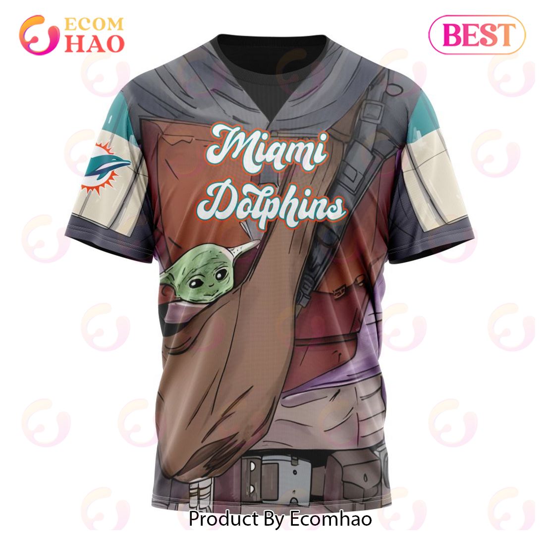 Miami Dolphins Shop - NFL Miami Dolphins Specialized Unisex Kits With Mandalorian And Baby Yoda 3D T shirt