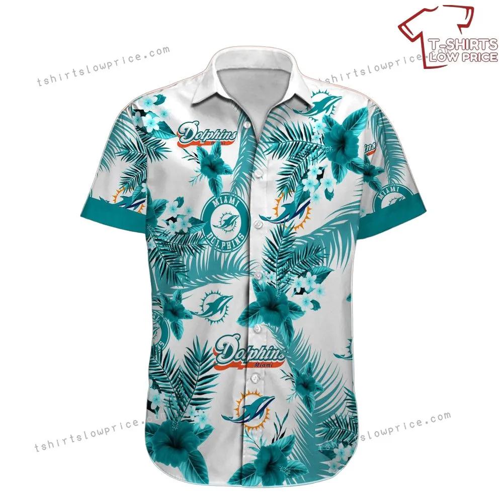 Miami Dolphins Shop - Custom Name Miami Dolphins Hawaiian Shirt NFL Football Button Up Hawaiian Shirt For Mens Womens