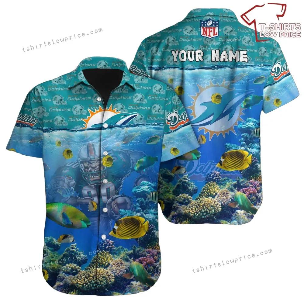 Custom Name Miami Dolphins Hawaiian Shirt NFL Football Cheap Hawaiian Shirt For Men Women