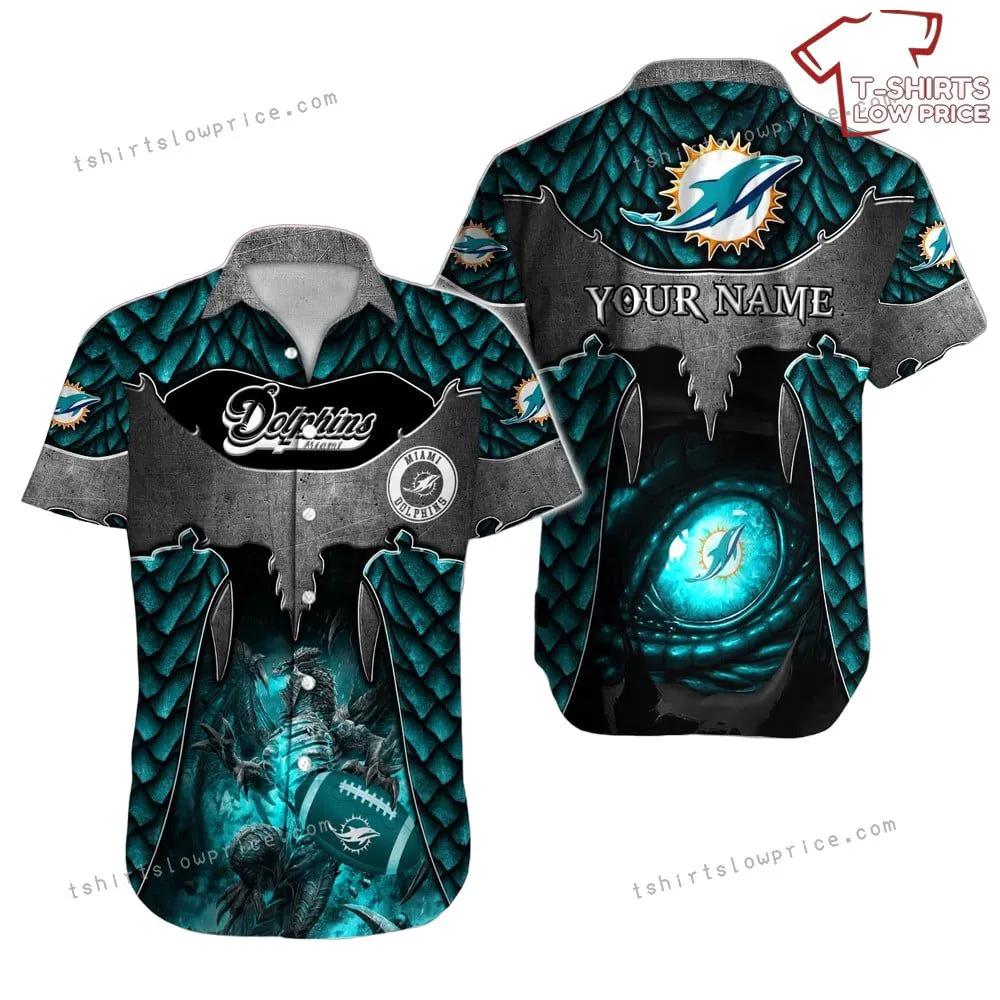 Custom Name Miami Dolphins Hawaiian Shirt NFL Football Hawaiian Shirt Cheap