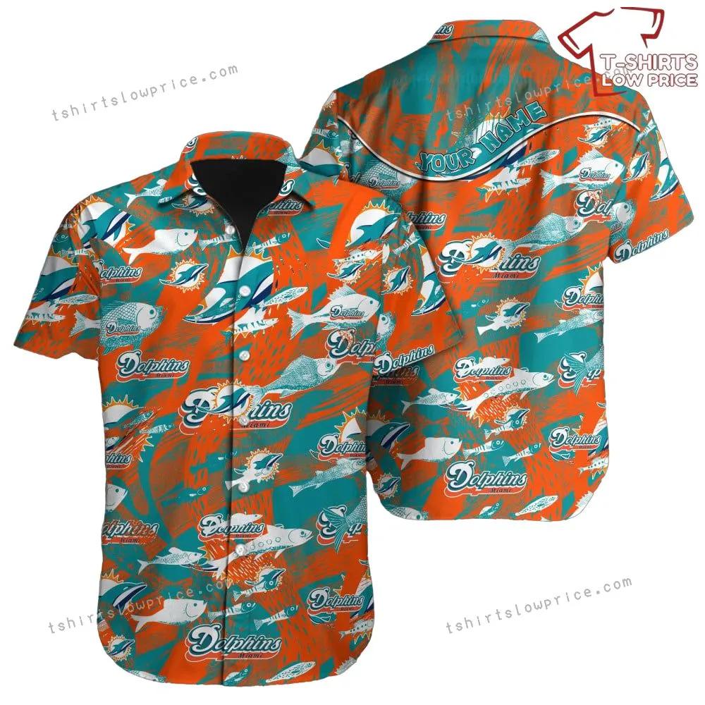 Custom Name Miami Dolphins Hawaiian Shirt NFL Football Hawaiian Shirt Outfit
