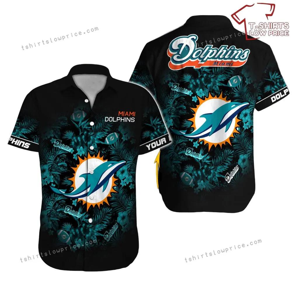 Miami Dolphins Hawaiian Shirt NFL Football Custom Name Cheap Button Up Hawaiian Shirt