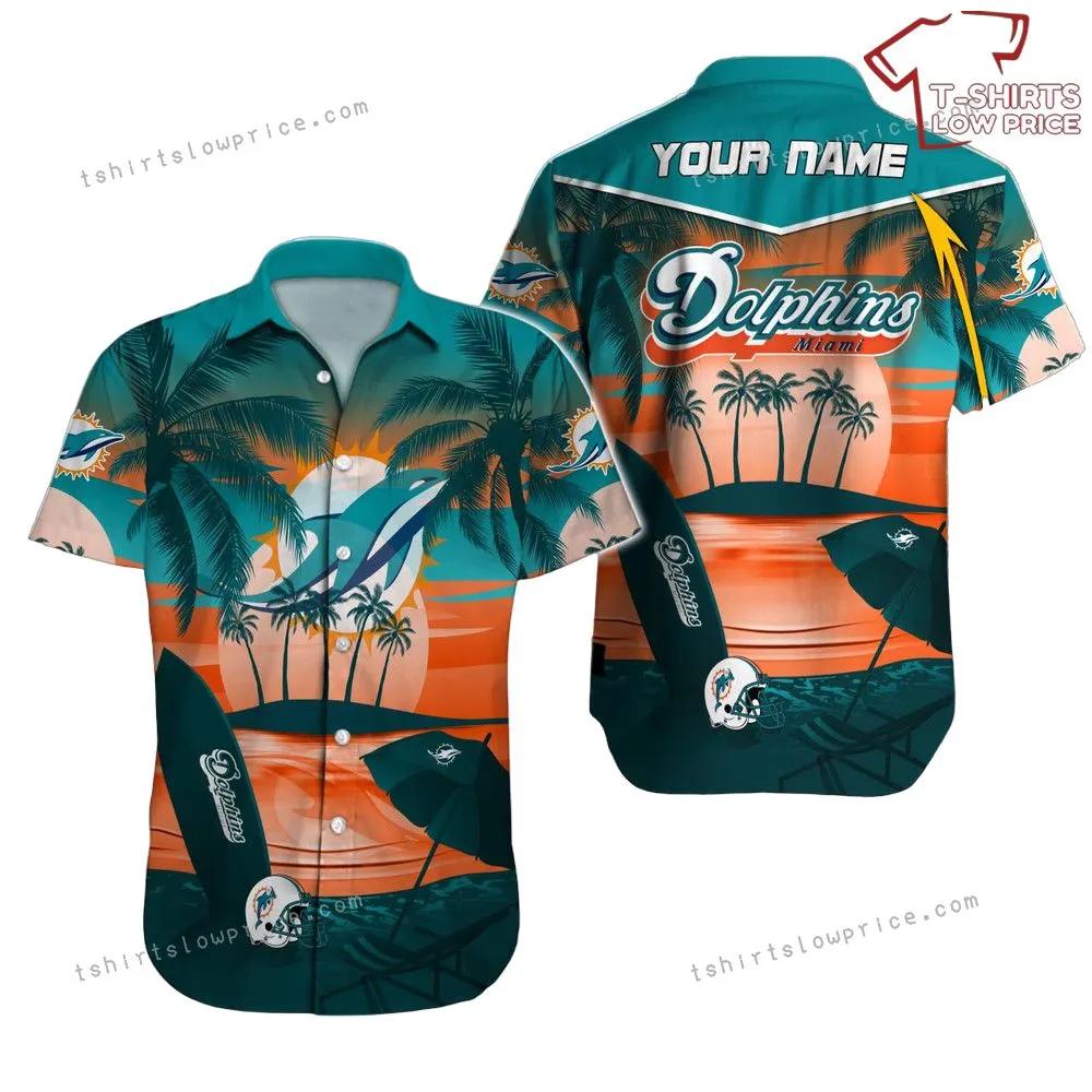 Miami Dolphins Shop - Miami Dolphins Hawaiian Shirt NFL Football Custom Name Cheap Hawaiian Shirt For Men Women