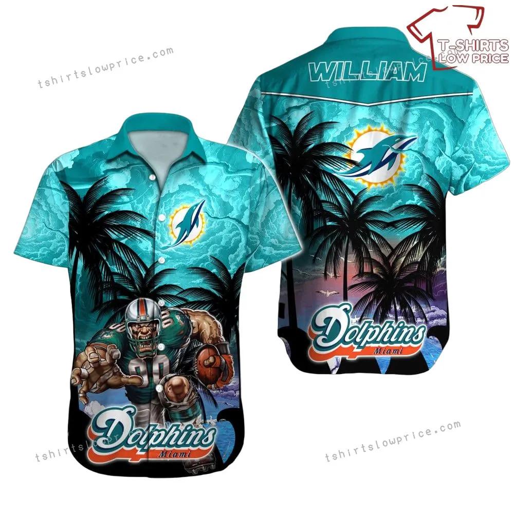 Miami Dolphins Hawaiian Shirt NFL Football Custom Name Cheap Hawaiian Shirt For Mens Womens