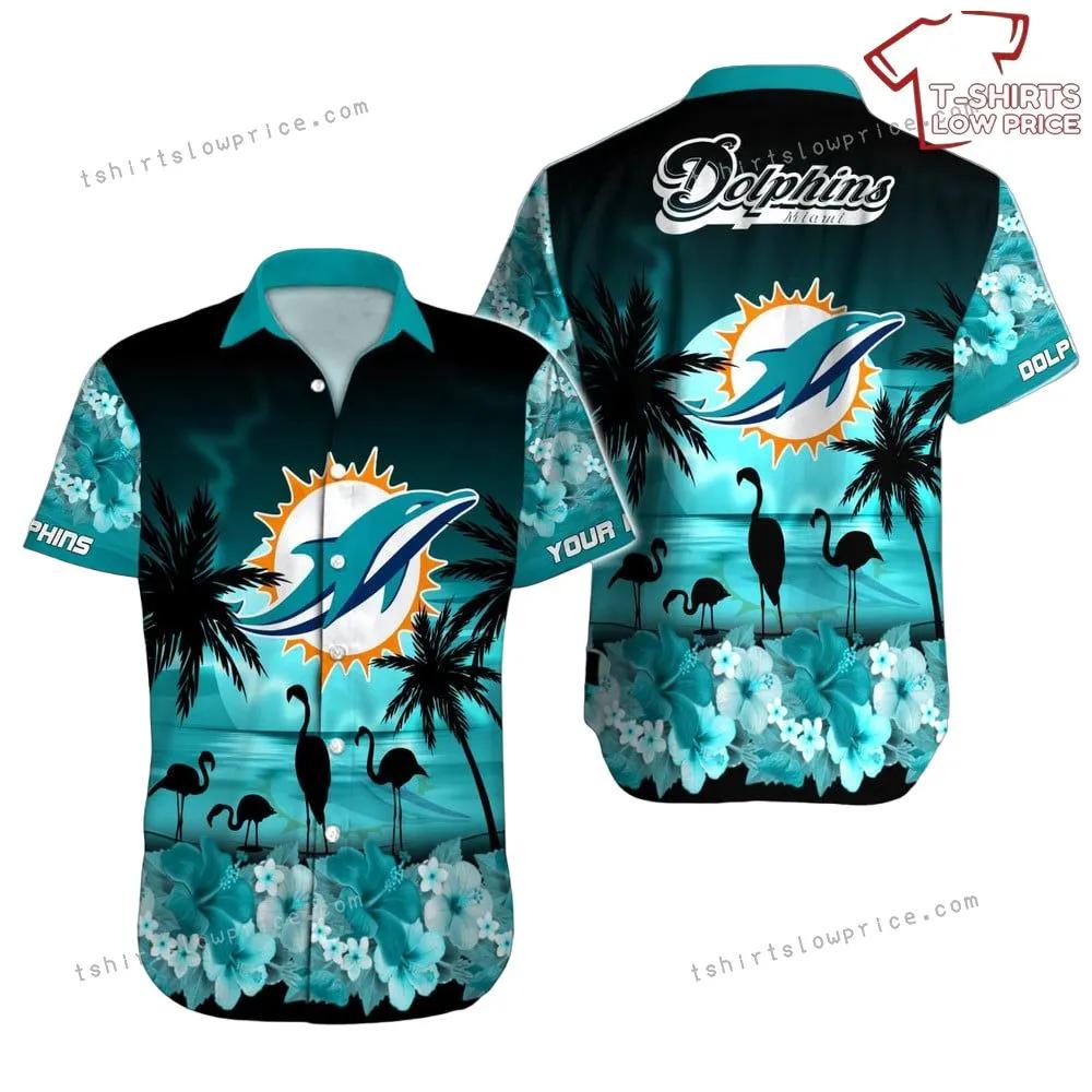 Miami Dolphins Shop - Miami Dolphins Hawaiian Shirt NFL Football Custom Name Hawaiian Shirt Man