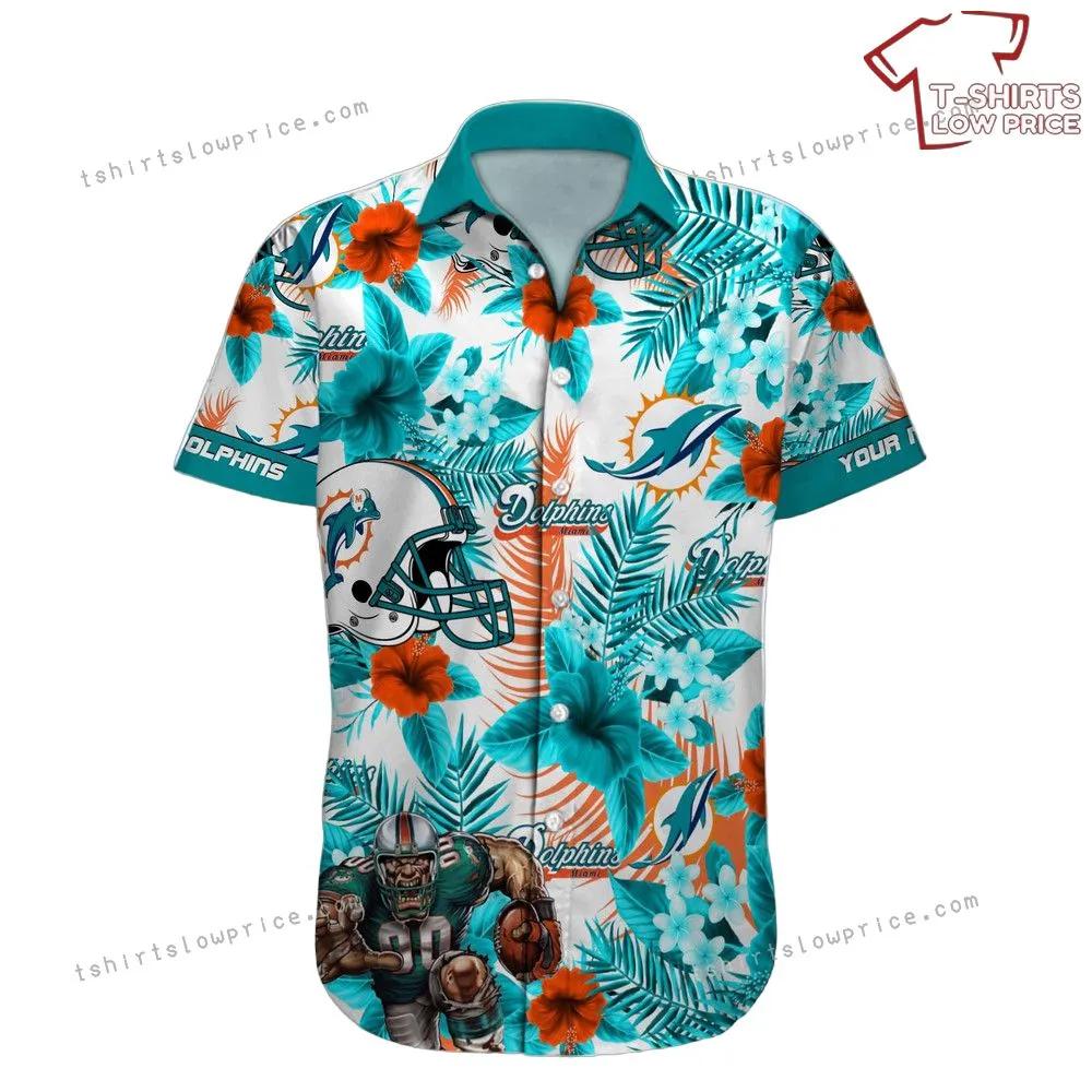 Miami Dolphins Hawaiian Shirt NFL Football Custom Name Hawaiian Shirt Outfit