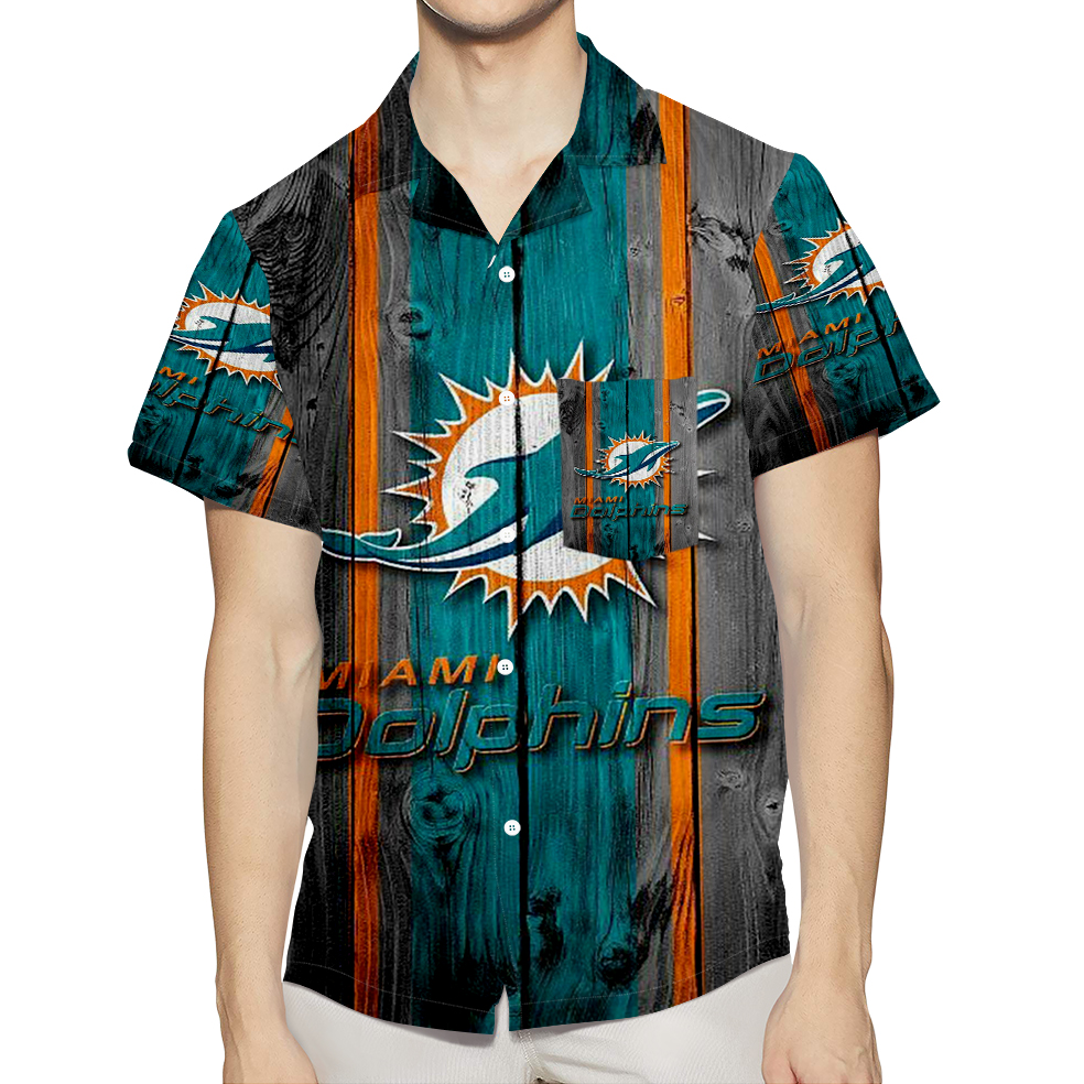 Miami Dolphins Logo 3 3D All Over Print Summer Beach Hawaiian Shirt With Pocket