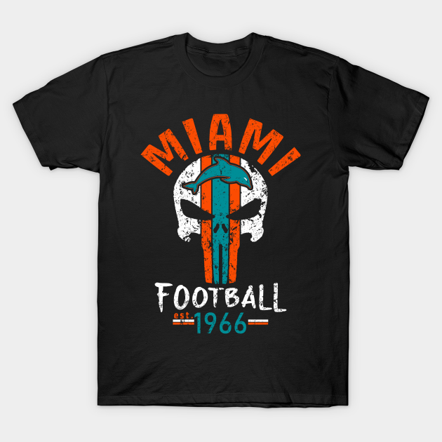 Miami Dolphins Shop - Miami Football Classic Sunday Savage Skull T Shirt 1