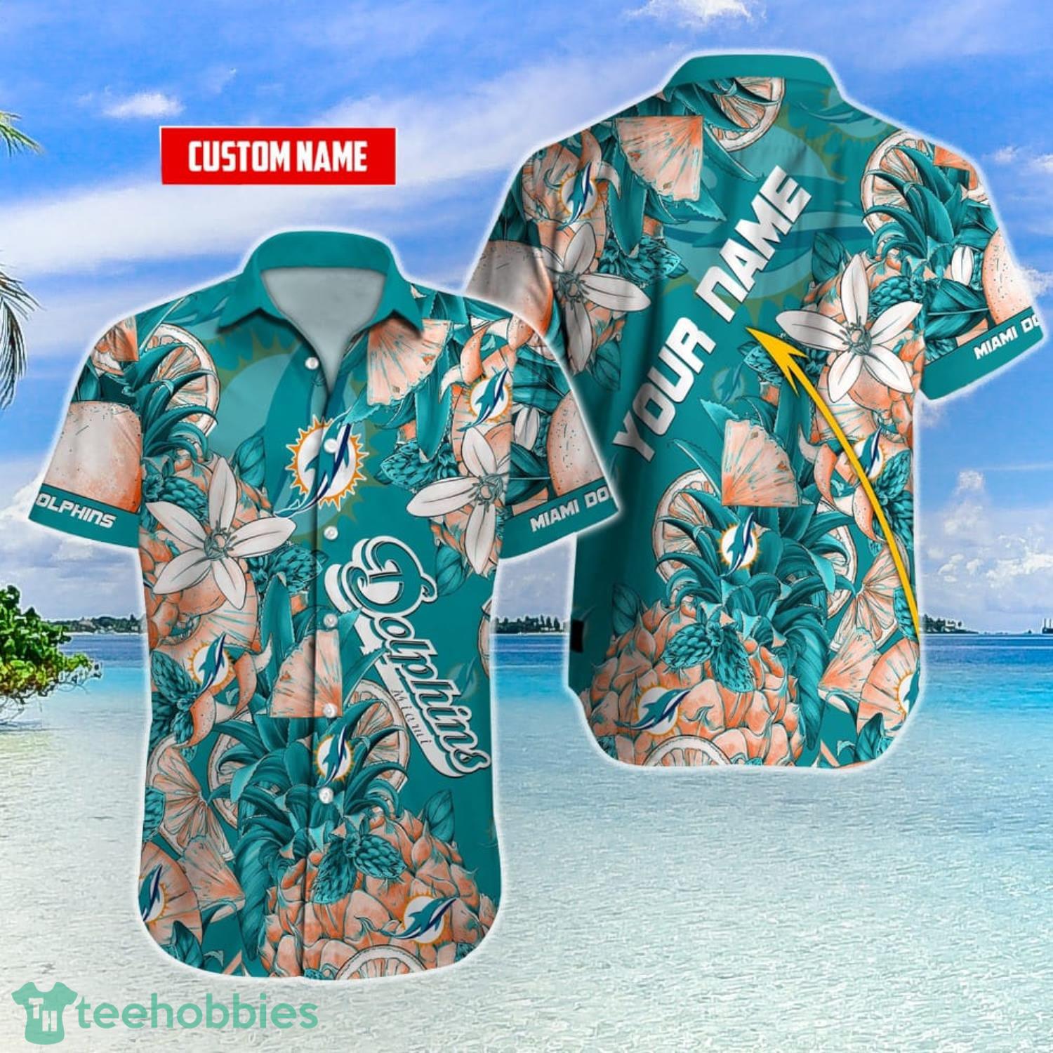 Miami Dolphins Shop - Miami Dolphins Hawaiian Shirt Custom Name NFL Fans Summer Shirt