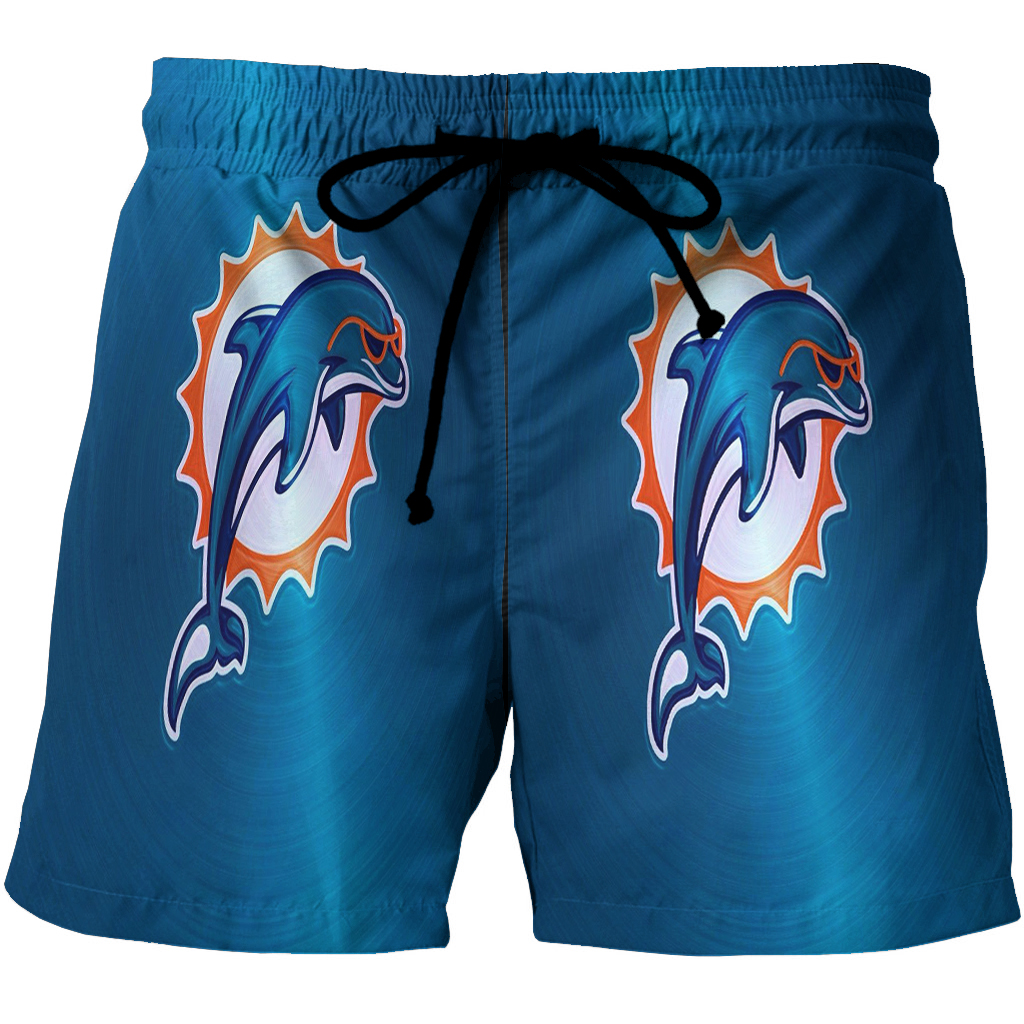 Miami Dolphins Shop - Miami Dolphins Logo 7 3D All Over Print Summer Beach Hawaiian Short
