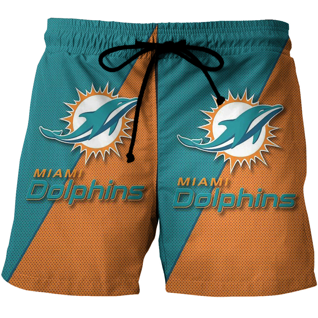 Miami Dolphins Shop - Miami Dolphins Logo 9 3D All Over Print Summer Beach Hawaiian Short