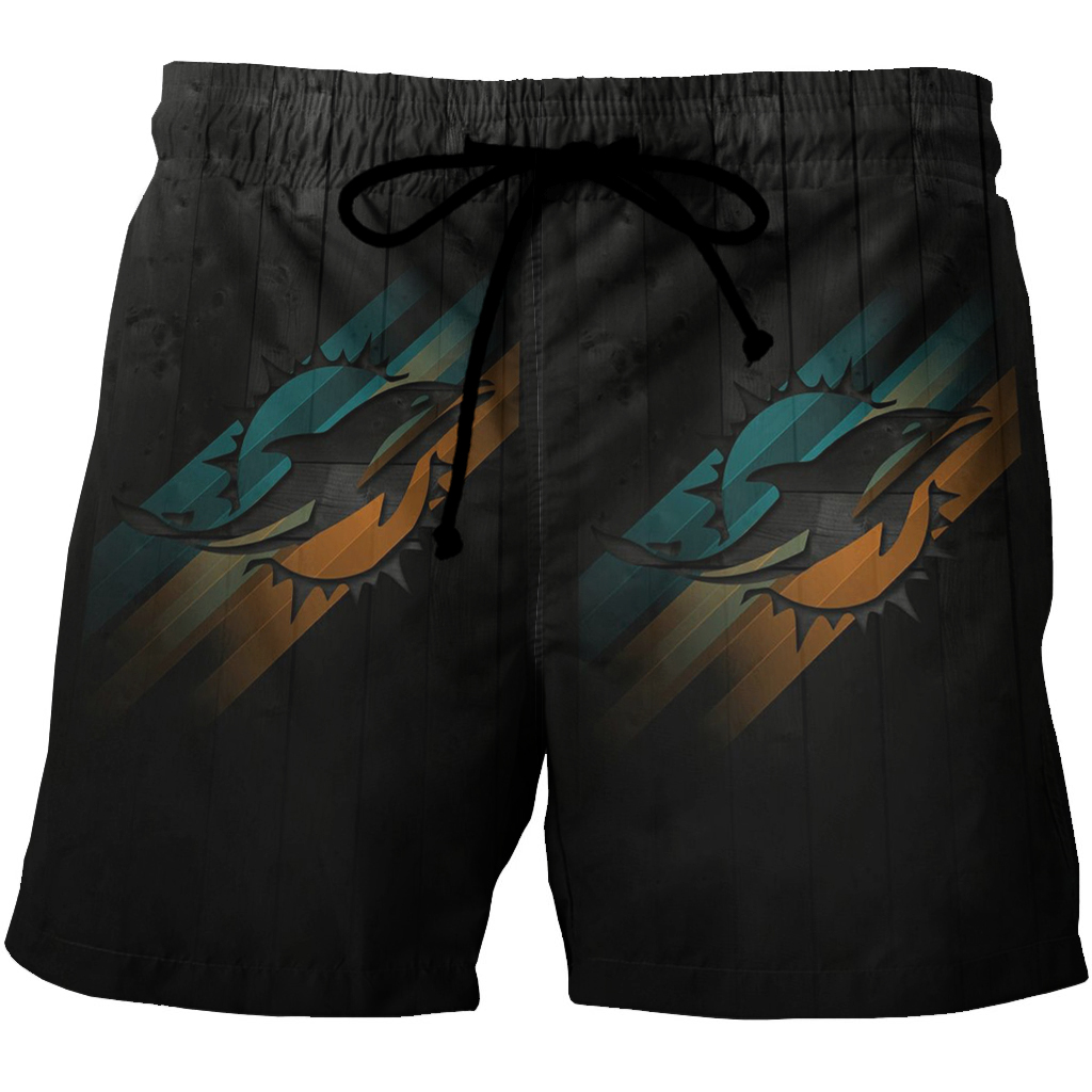 Miami Dolphins Shop - Miami Dolphins Logo Art 7 3D All Over Print Summer Beach Hawaiian Short