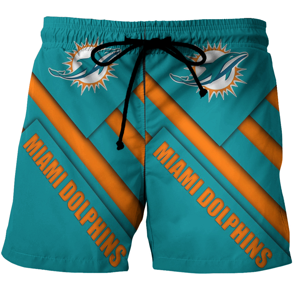 Miami Dolphins Shop - Miami Dolphins Logo Pattern 3 3D All Over Print Summer Beach Hawaiian Short