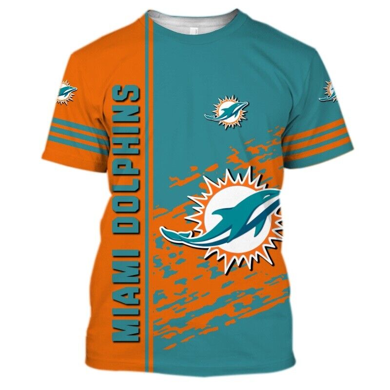 Miami Dolphins Shop - Miami Dolphins Mens Crewneck T Shirts Summer V1