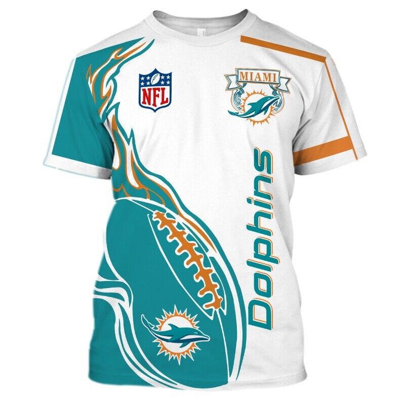 Miami Dolphins Shop - Miami Dolphins Mens Crewneck T Shirts Summer V2