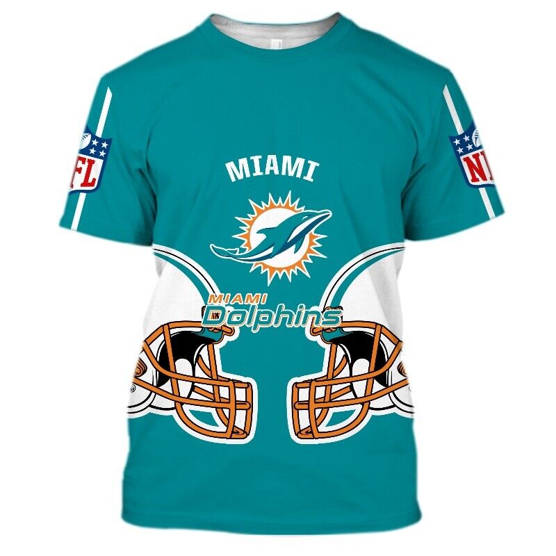 Miami Dolphins Shop - Miami Dolphins Mens Crewneck T Shirts Summer V3