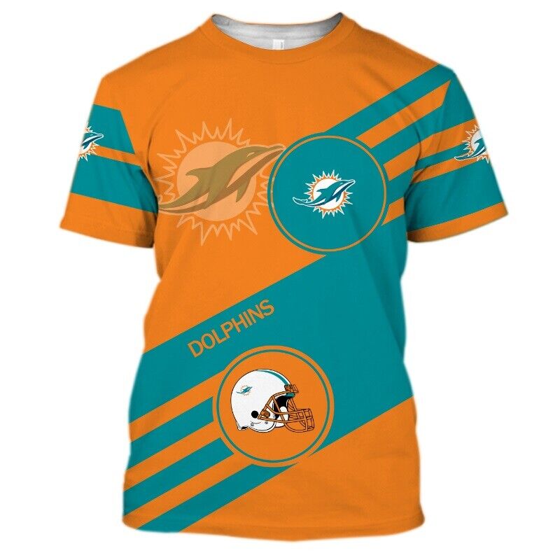 Miami Dolphins Shop - Miami Dolphins Mens Crewneck T Shirts Summer V4