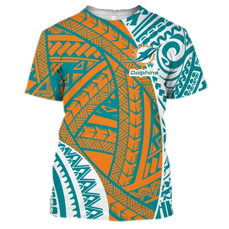 Miami Dolphins Shop - Miami Dolphins Mens Crewneck T Shirts Summer V8