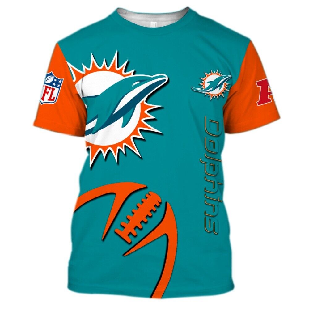 Miami Dolphins Shop - Miami Dolphins Mens T Shirt Football Summer V10