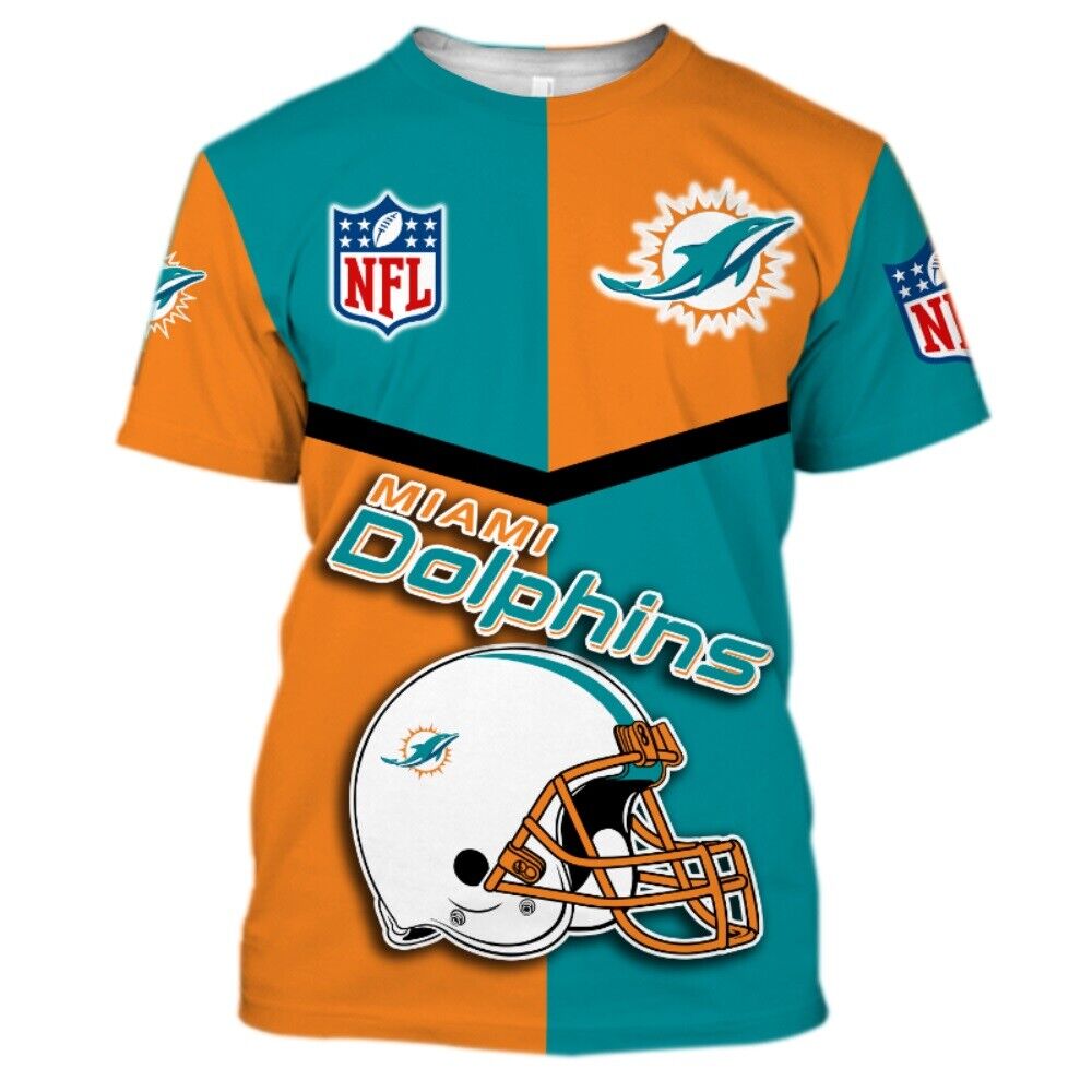 Miami Dolphins Shop - Miami Dolphins Mens T Shirt Football Summer V8