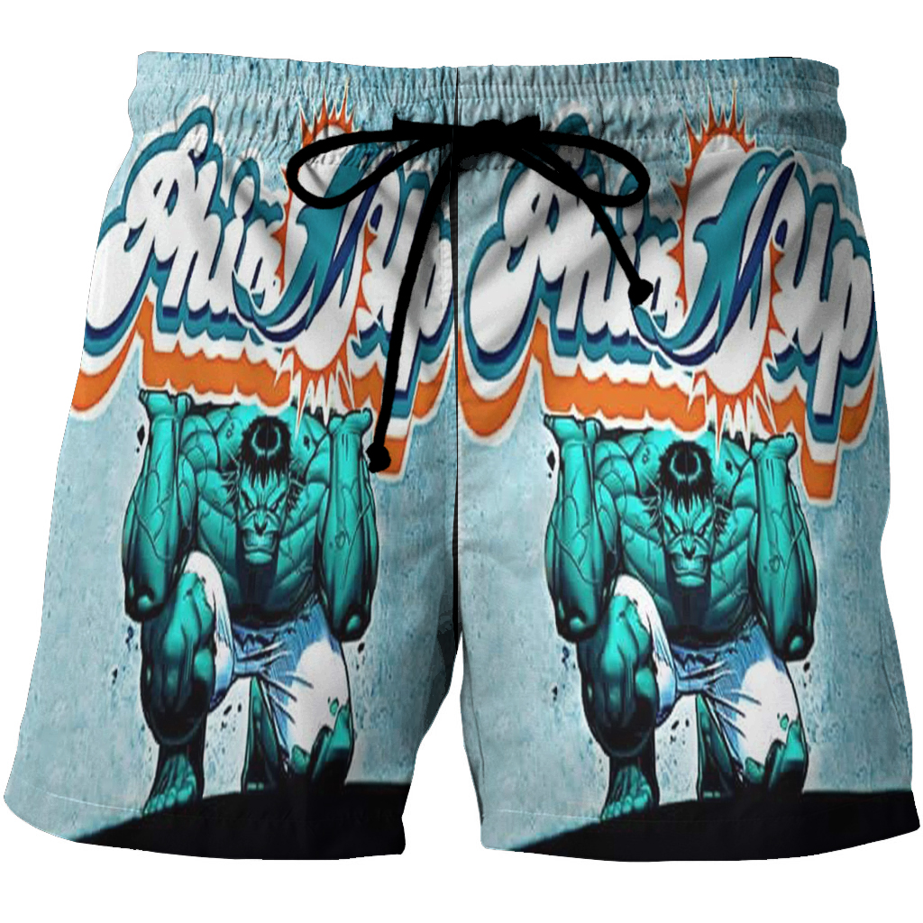 Miami Dolphins Shop - Miami Dolphins Phins Up 3D All Over Print Summer Beach Hawaiian Short