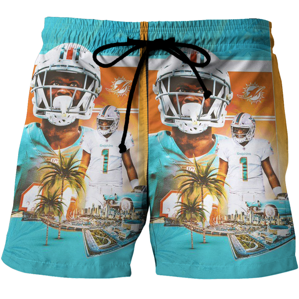 Miami Dolphins Shop - Miami Dolphins Players8 3D All Over Print Summer Beach Hawaiian Short