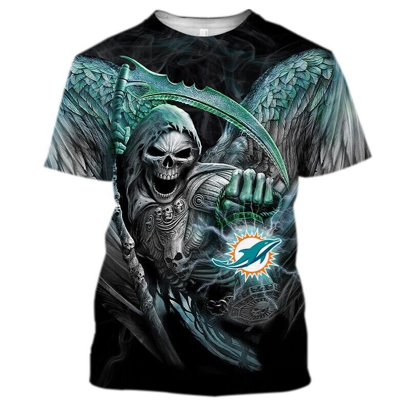 Miami Dolphins Shop - Miami Dolphins Summer T shirts Short Sleeve Shirts Casual Crew Neck Tops V3