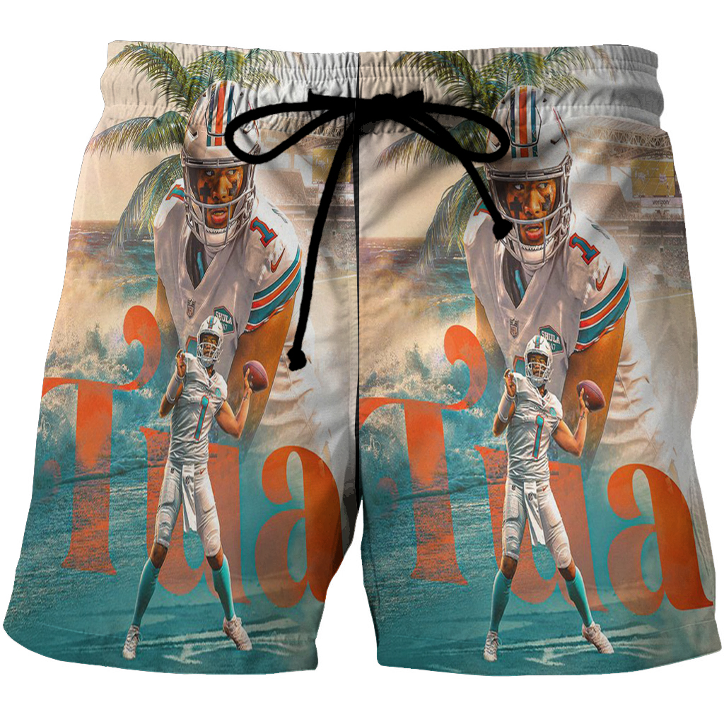 Miami Dolphins Shop - Miami Dolphins Tua Tagovailoa2 3D All Over Print Summer Beach Hawaiian Short