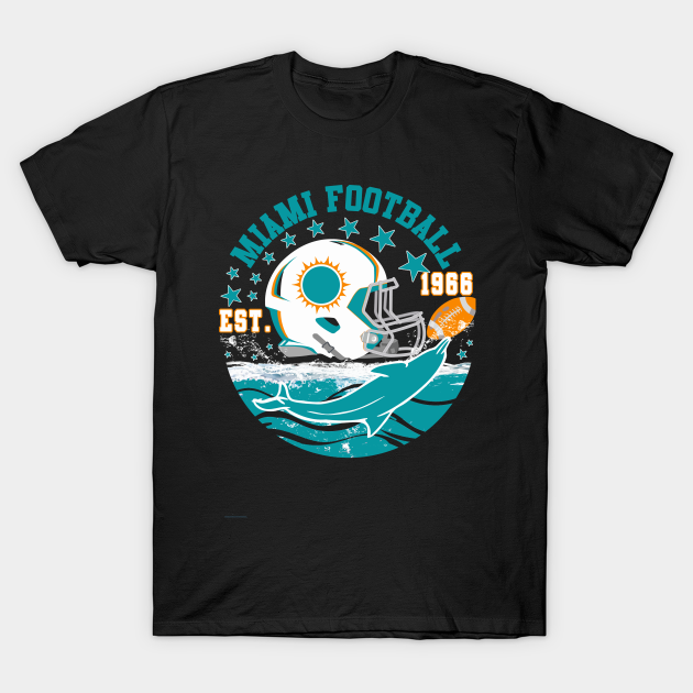 Miami Dolphins Shop - Miami Est 1966 Football Helmet Novelty Dolphin Sports T Shirt 1