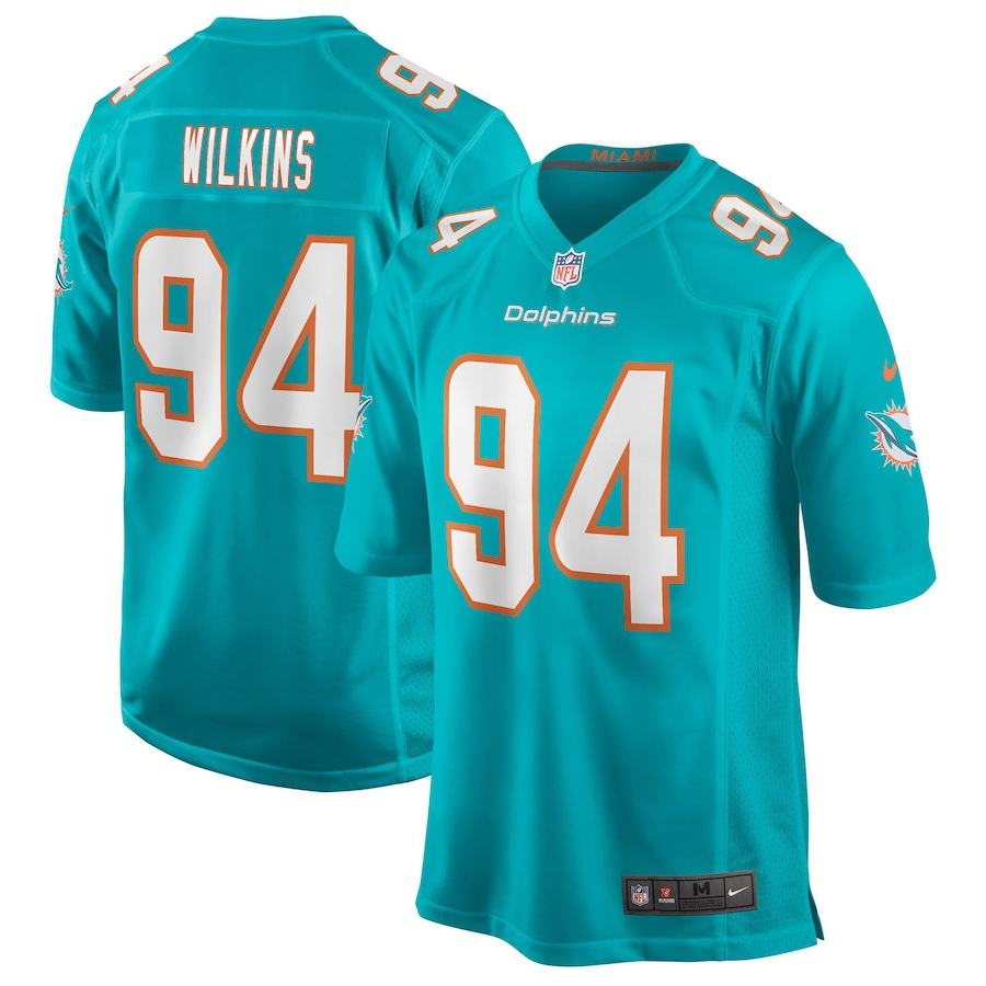 Miami Dolphins Shop - Mens Miami Dolphins Christian Wilkins Nike Aqua Game Jersey 1