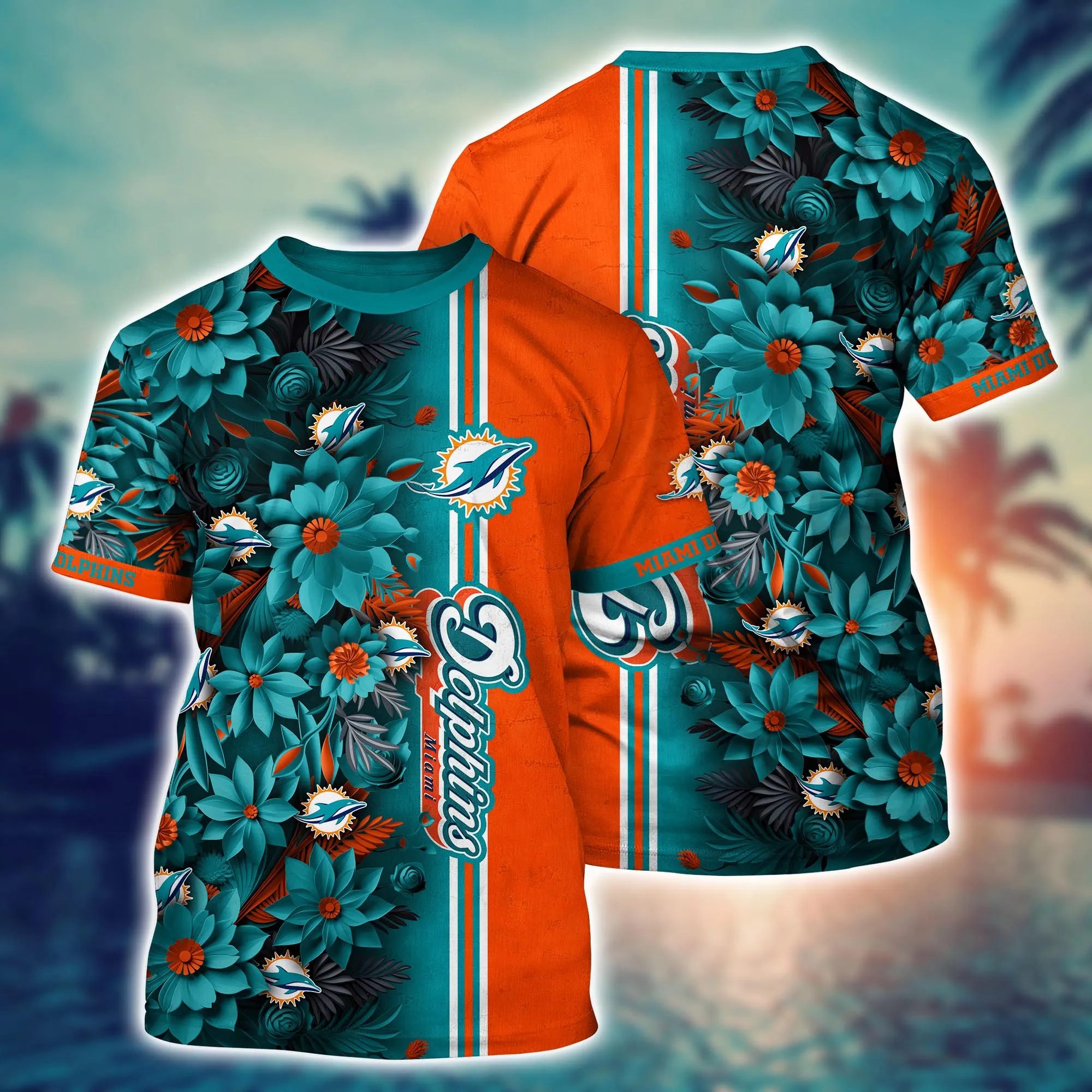 Miami Dolphins Shop - Miami Dolphins NFL Flower Tshirt Custom Summer Football V1