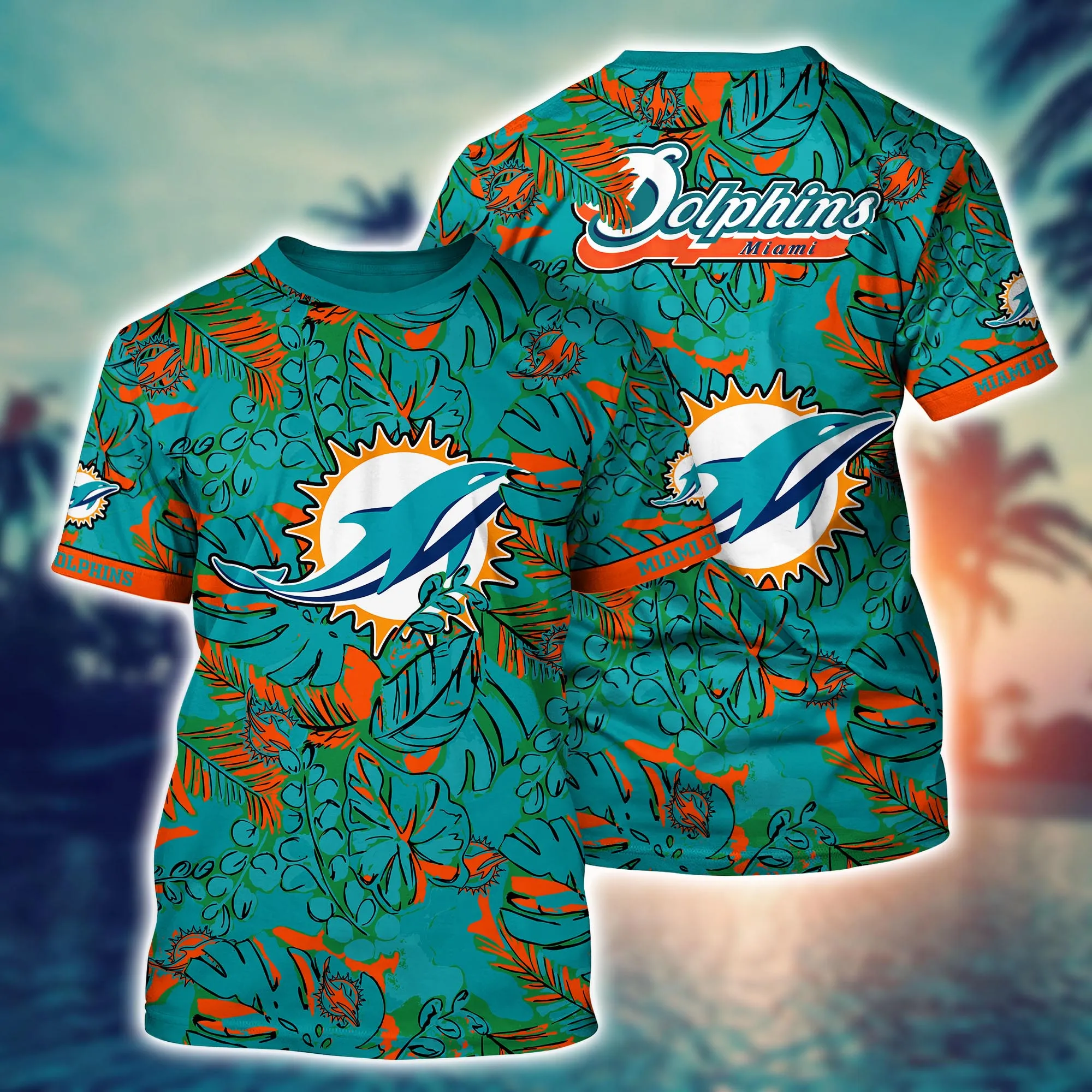 Miami Dolphins Shop - Miami Dolphins NFL Flower Tshirt Custom Summer Football V12
